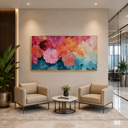Colorful Floral Abstract Wall Art for Modern Office & Living Room