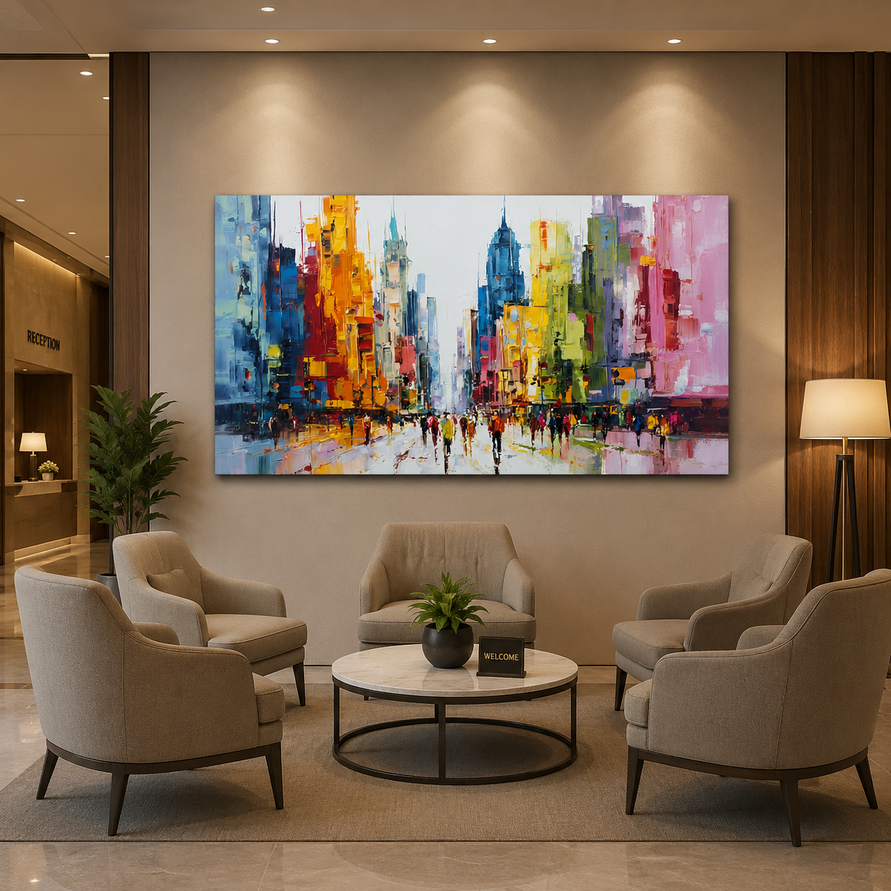 Colorful Abstract Cityscape Canvas Wall Art