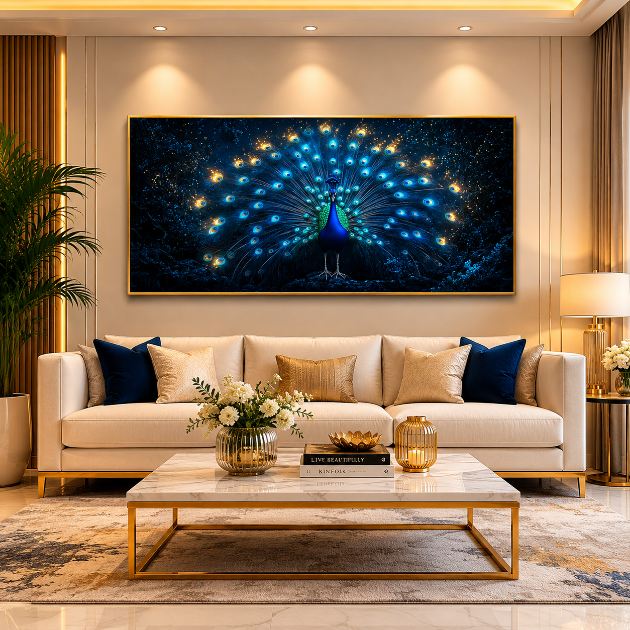 Traditional Peacock Vastu Wall Art Canvas Painting