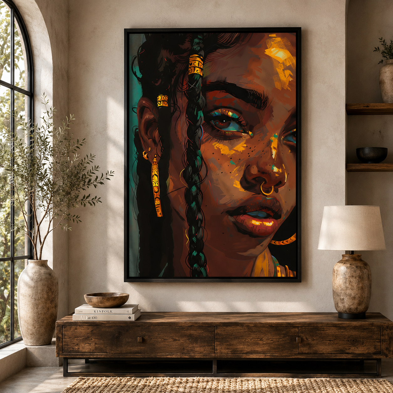 African Woman Portrait Canvas Wall Art Painting for Modern Decor
