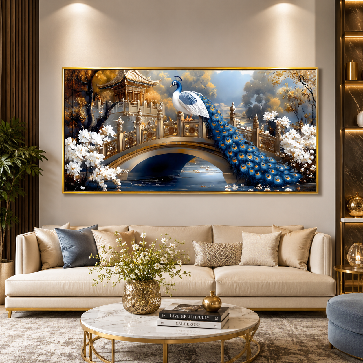 Royal Peacock Vastu Canvas Wall Art for Premium Home Decor
