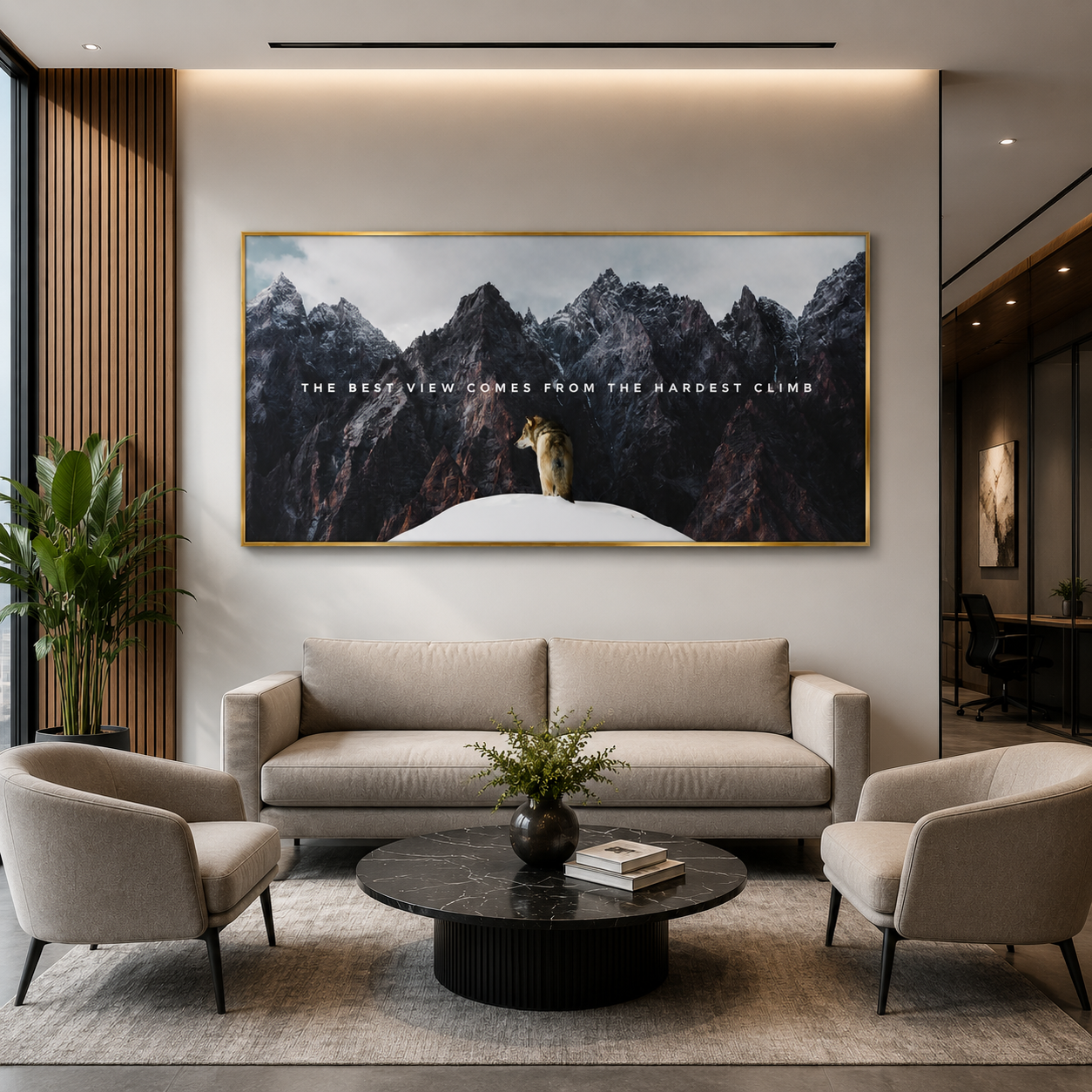 Mountain Motivation Canvas Wall Art – Hardest Climb Quote Print