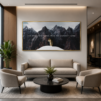 Mountain Motivation Canvas Wall Art – Hardest Climb Quote Print