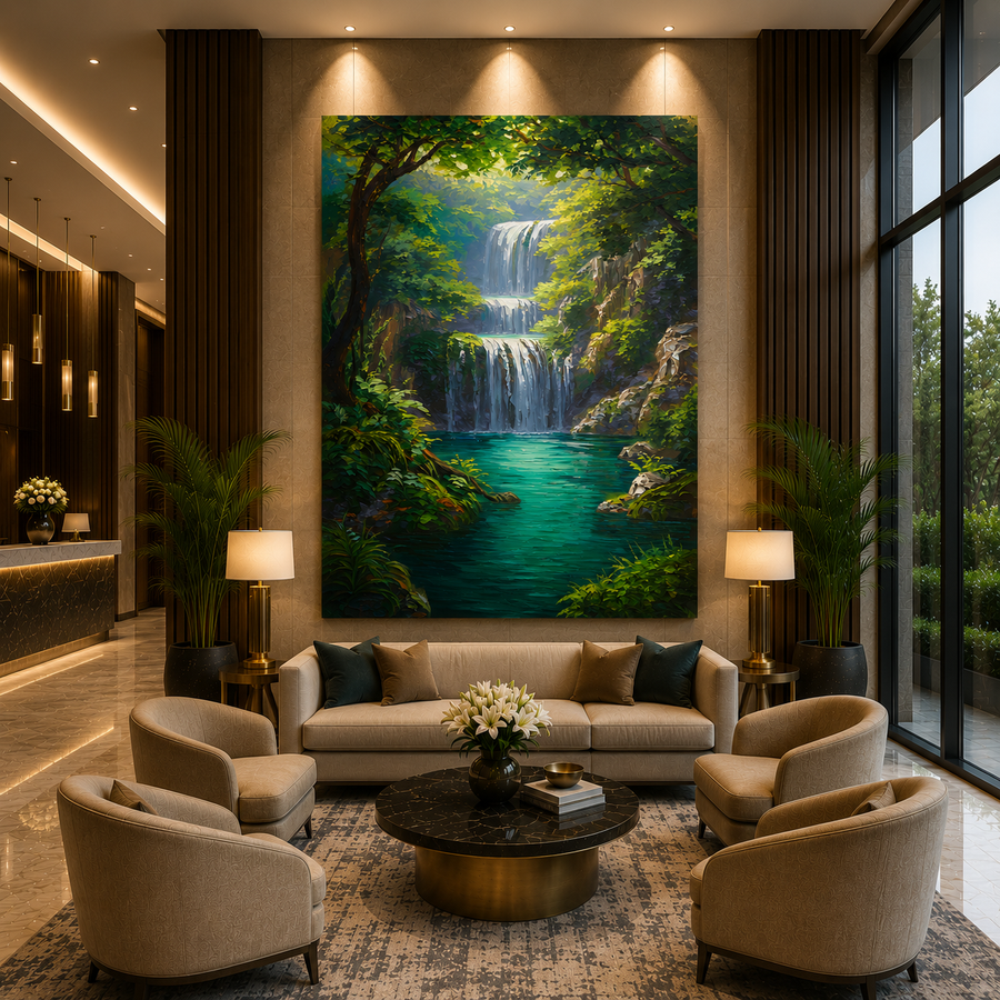 Waterfall Vastu Wall Canvas Ar