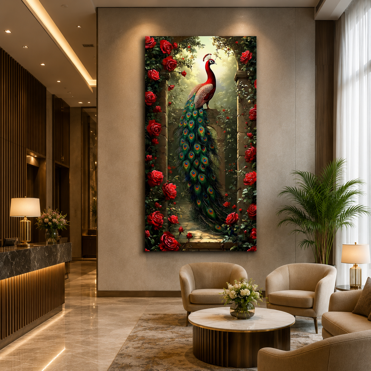 Peacock Vastu Canvas Painting for Home & Office Wall Decor