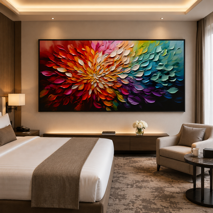 Luxury Color Burst Floral Abstract Canvas Wall Art Painting