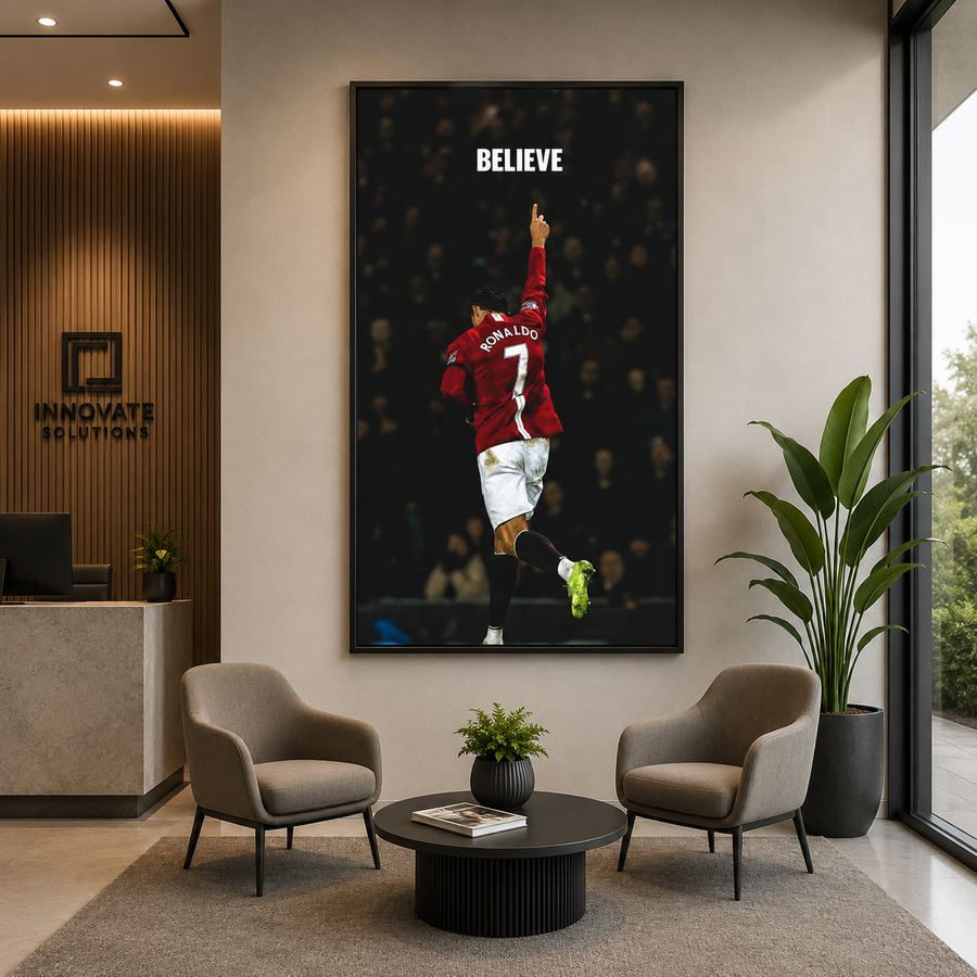 Believe Cristiano Ronaldo Motivational Football Canvas Wall Art