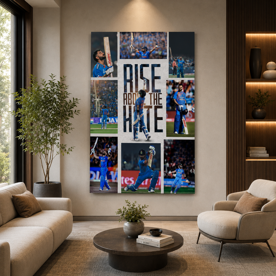 Virat Kohli Rise Above The Hate Motivational Cricket Wall Art