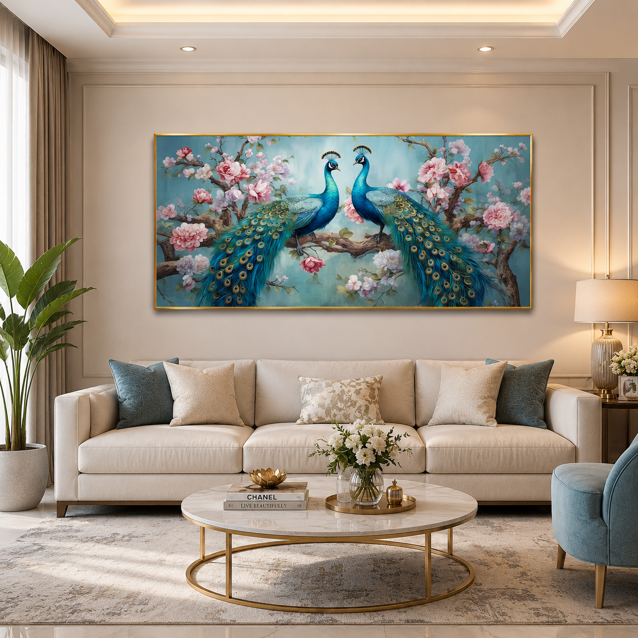 Peacock Canvas Painting for Home Decor and hotel decor