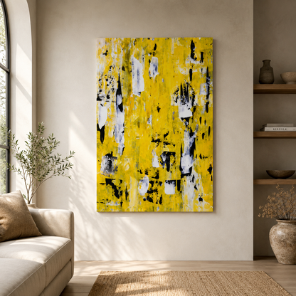 Yellow Modern Abstract Canvas Wall Art Painting