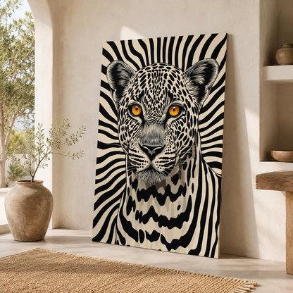 Majestic Leopard Modern Wall Art – Modern Black & White Animal Canvas