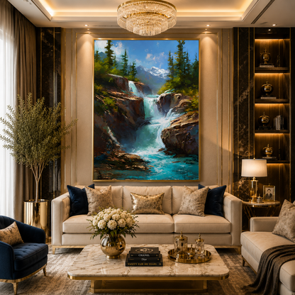 Nature Waterfall Wall Art Canvas Painting for Home Decor