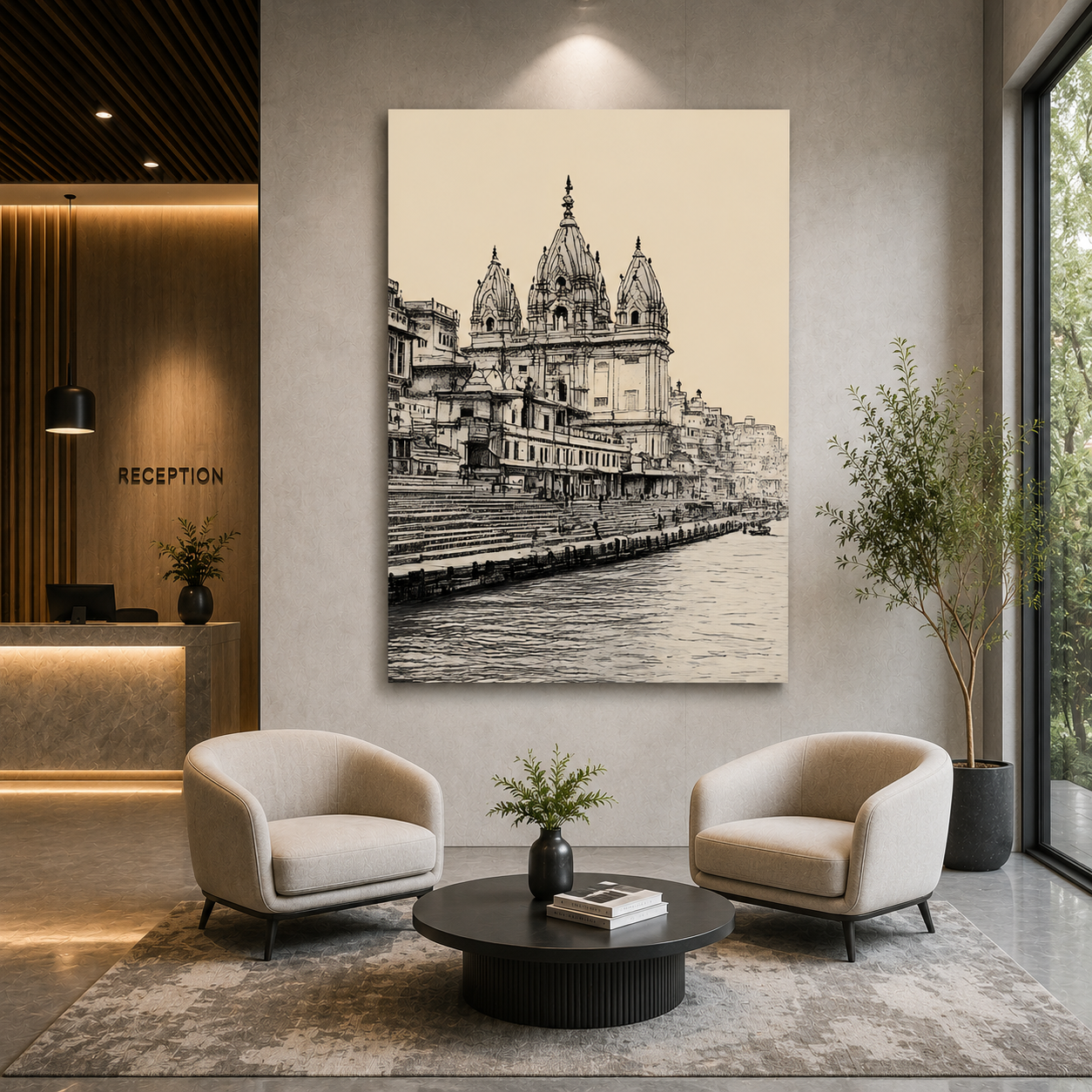 Banaras Ghats Elegant Canvas Painting for Modern Wall Decor