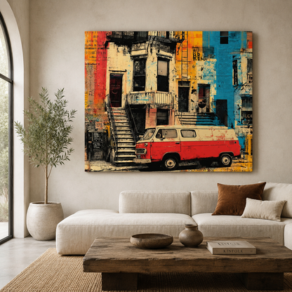 Vintage Urban Van Street Art Canvas Print