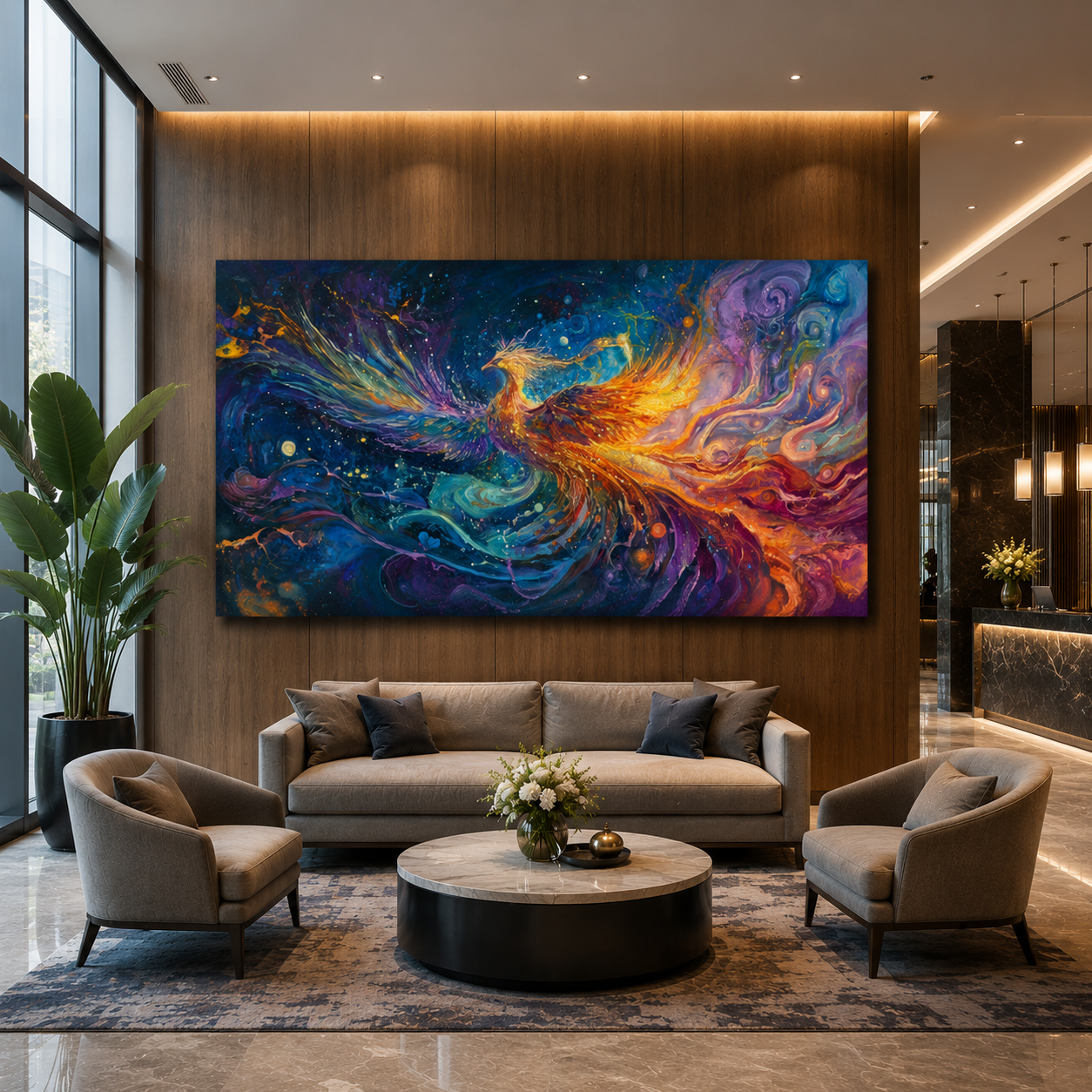 Phoenix Vastu Wall Art Painting for Wealth Luck and Harmony
