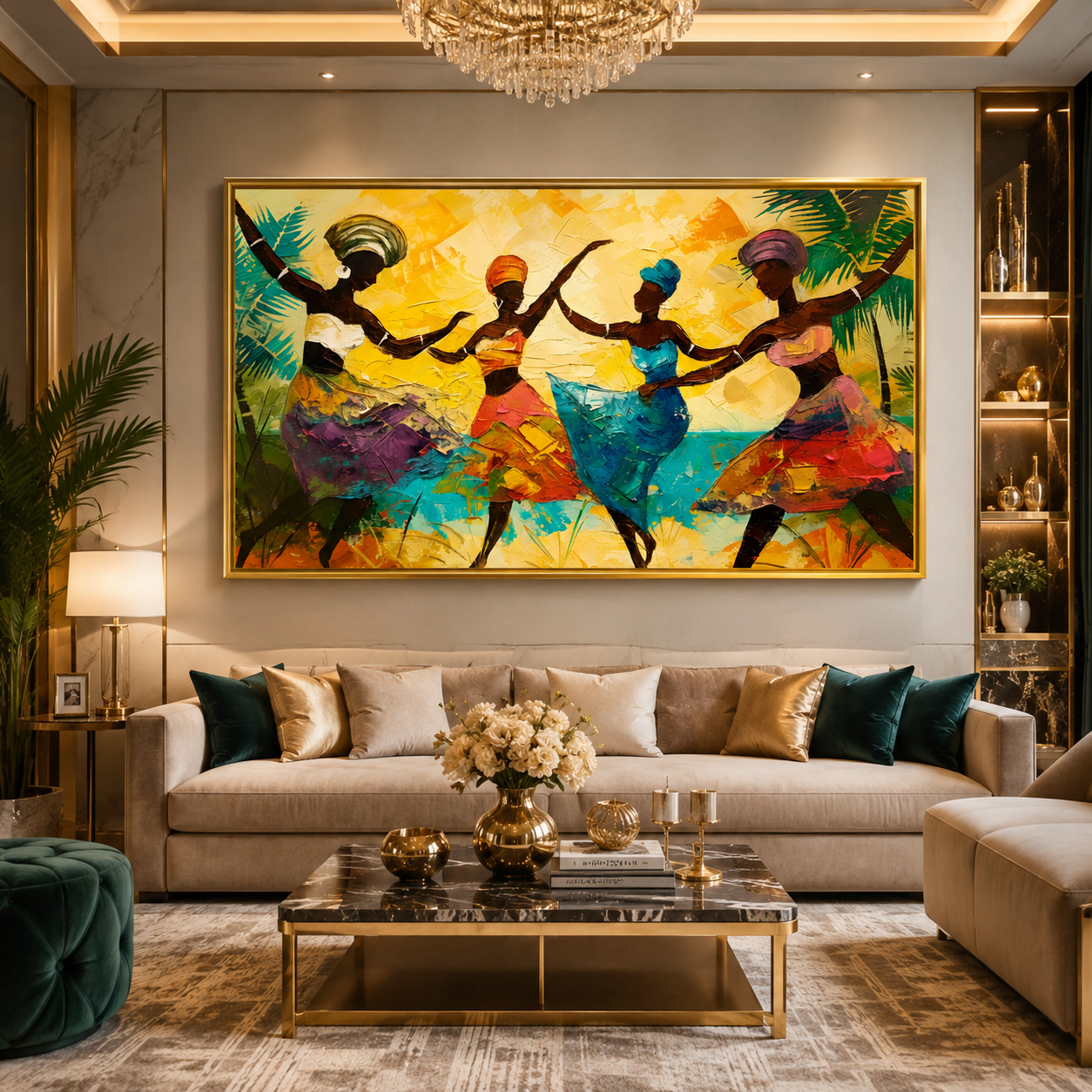 African Tribal Dance Abstract Canvas Wall Art for Modern Décor