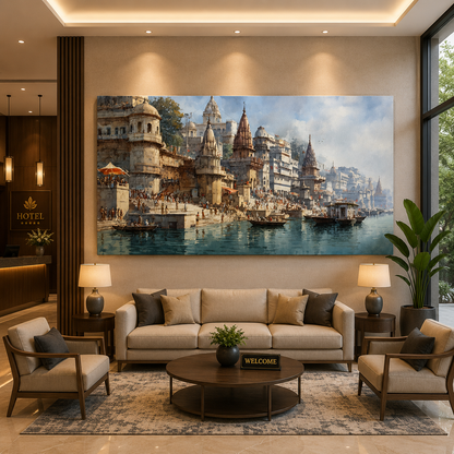 Banaras Ghats Canvas Wall Painting for Living Room Decor