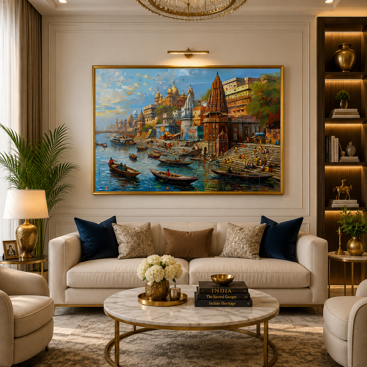 Banaras Ghats Contemporary Canvas Art for Elegant Wall Decor