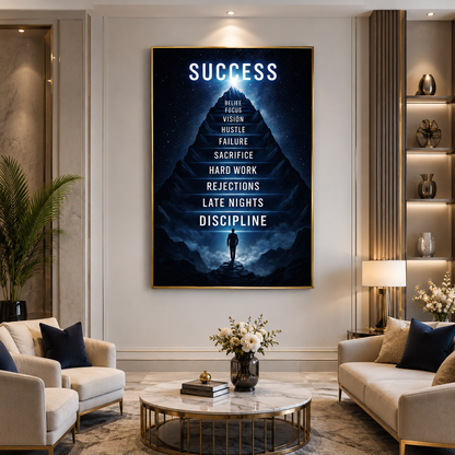 Success Mountain Motivation Wall Art Canvas for Office & Home