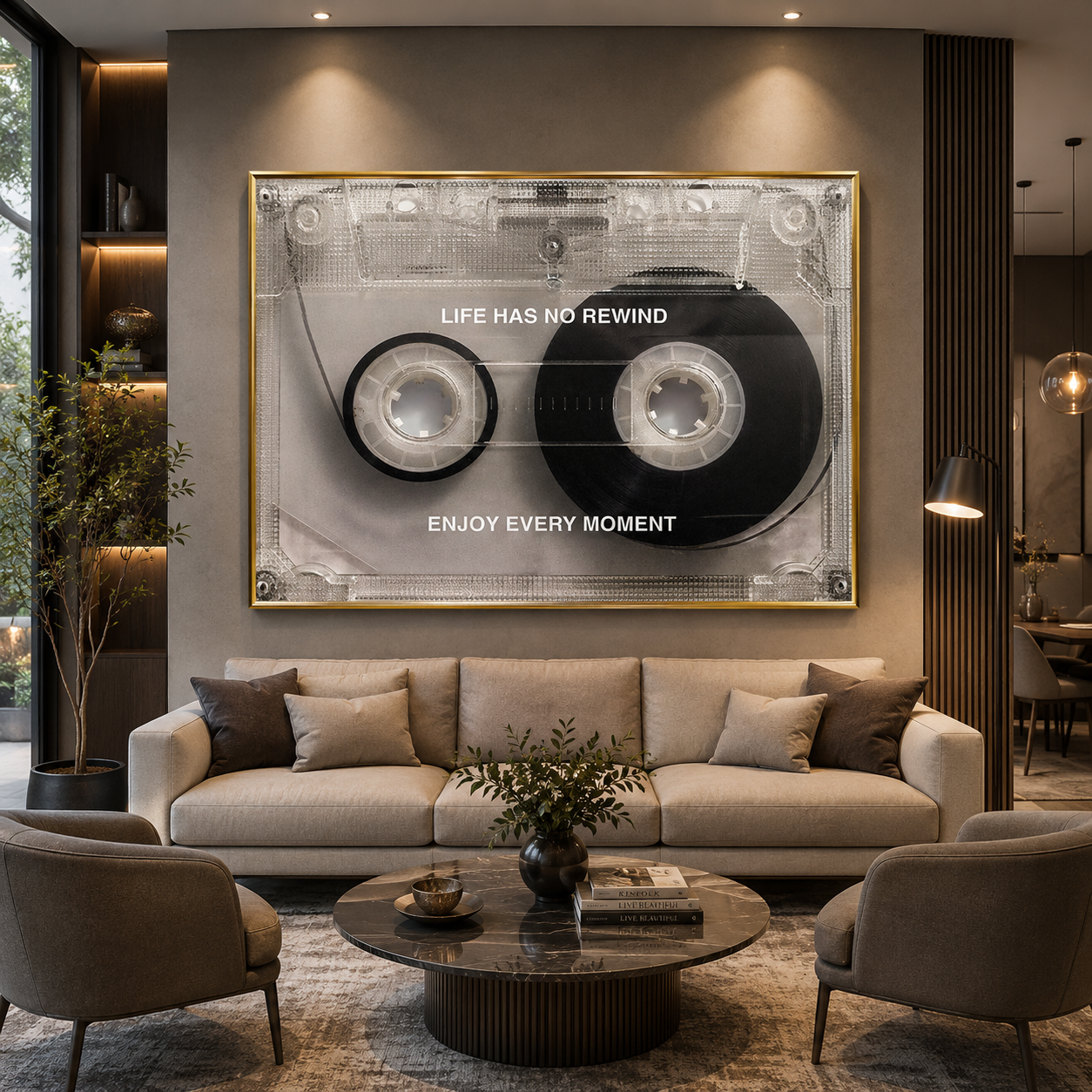 Life Has No Rewind Vintage Cassette Motivational Canvas Wall Art