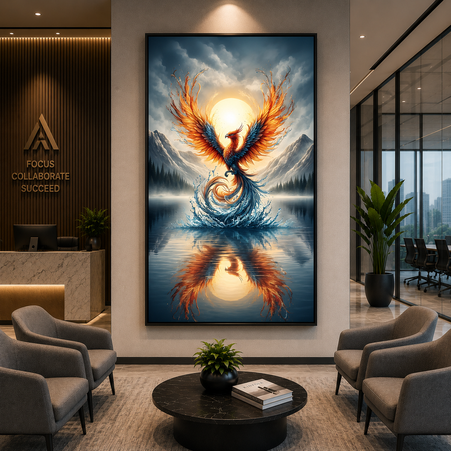 Phoenix Wall Art Modern Mythical Bird Canvas for Elegant Interiors