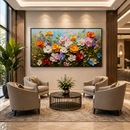 Colorful Bloom Garden Canvas Wall Art for Luxury Modern Interiors