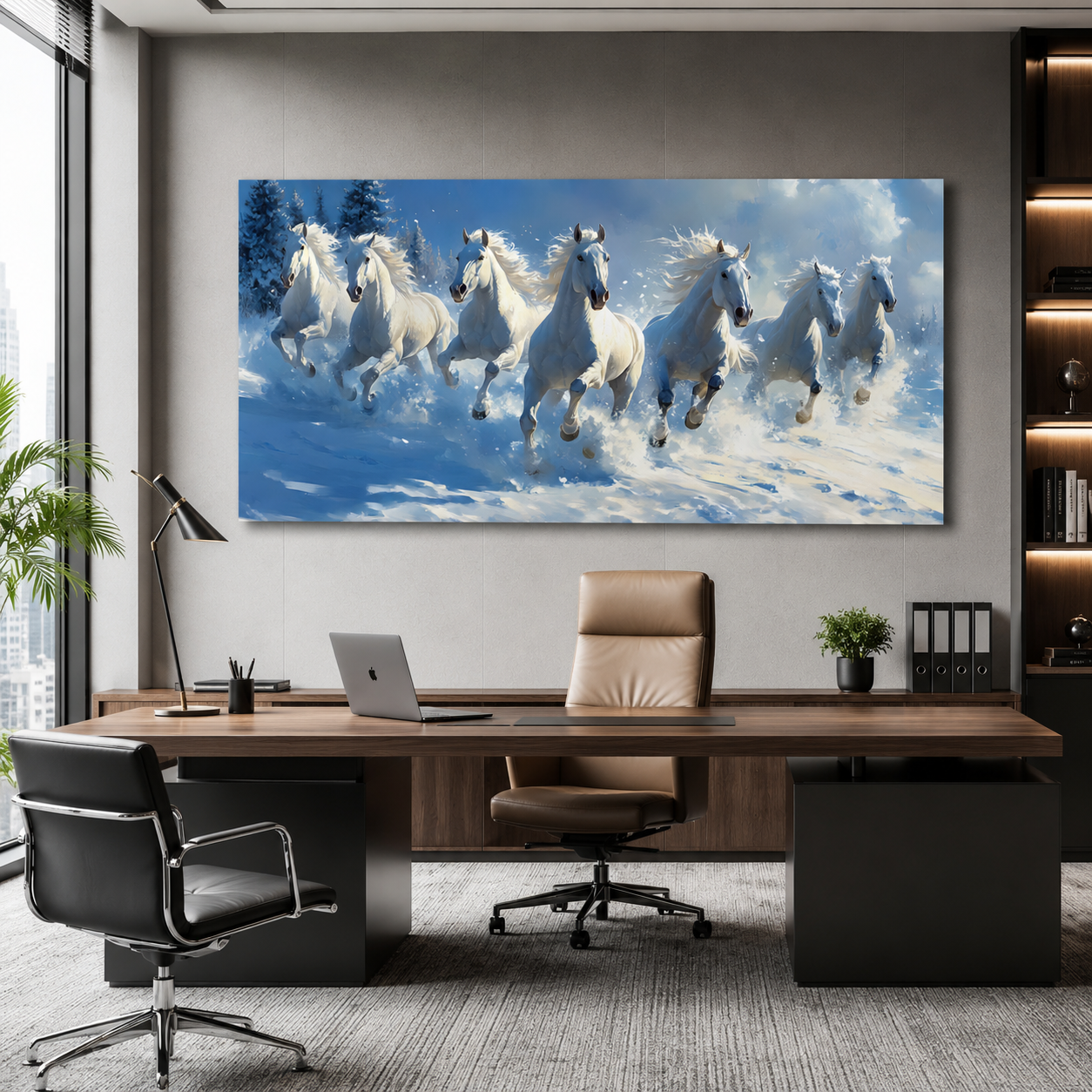 7 Horse Canvas Painting for Prosperity and Success Decor