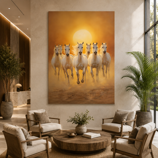 7 Horse Vastu Canvas Painting for Home & Office Decor