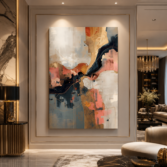 Elegant Neutral Abstract Canvas Wall Art Painting for Home Decor