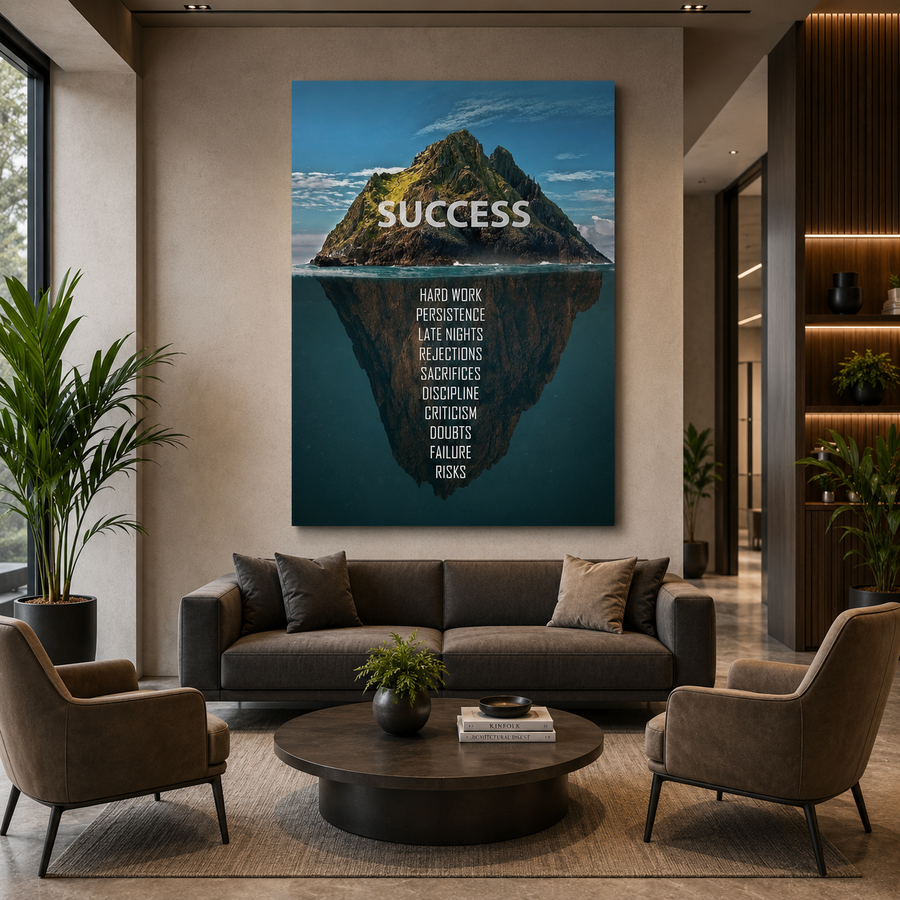Success Iceberg Motivational Wall Art Canvas Print for Office