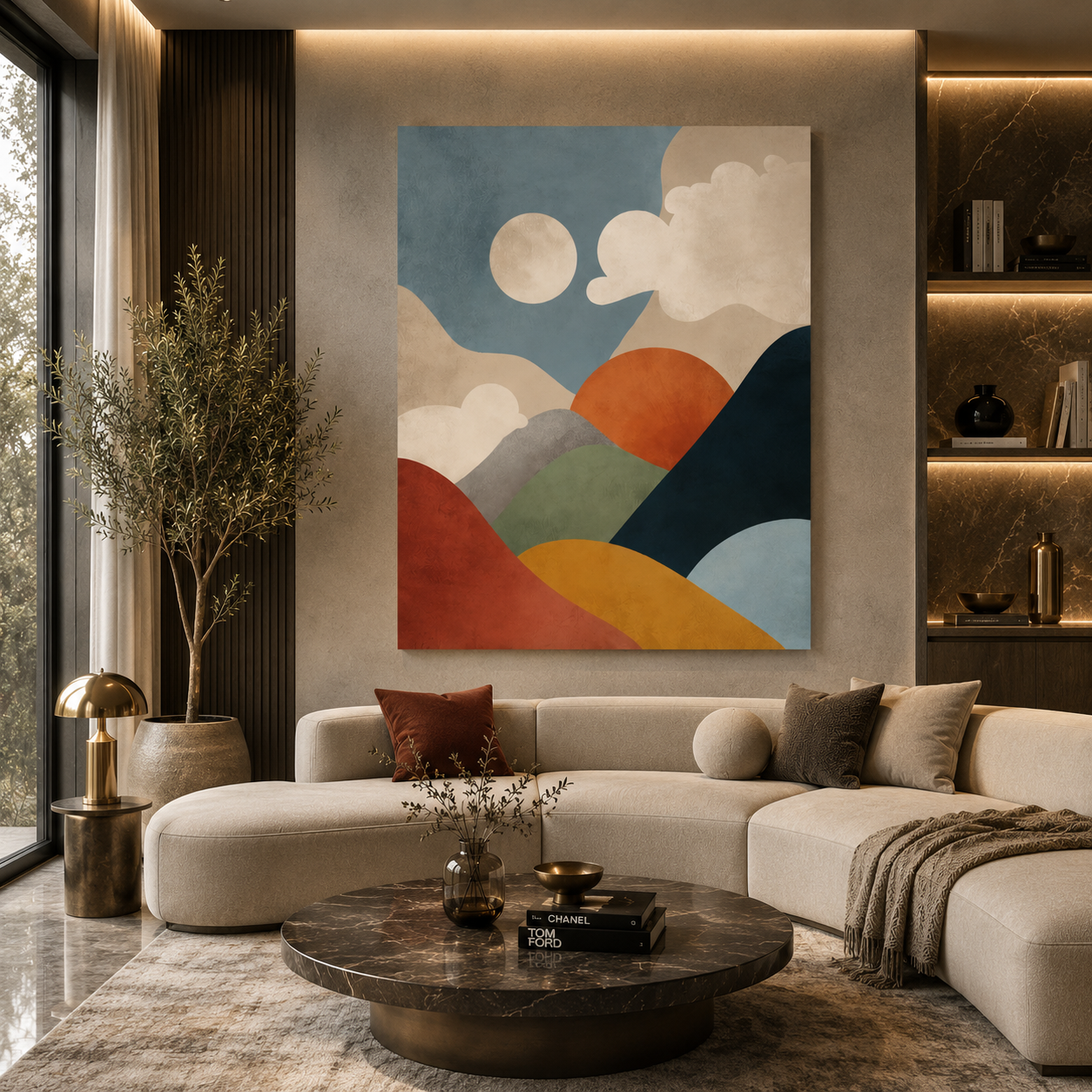Modern Abstract Landscape Canvas Wall Art for Living Room
