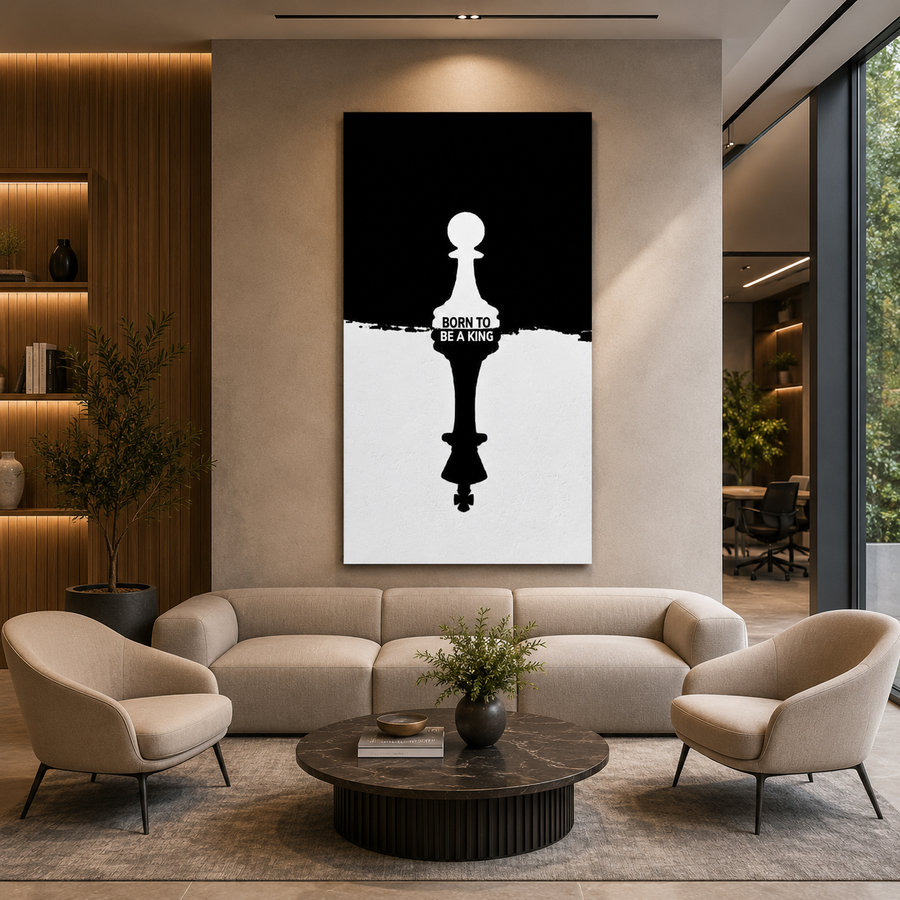 Born to Be a King Chess Piece Motivational Wall Art Canvas Print