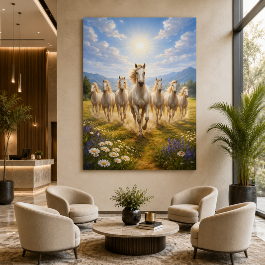 Seven Horse Wall Art Canvas Painting for Living Room Decor