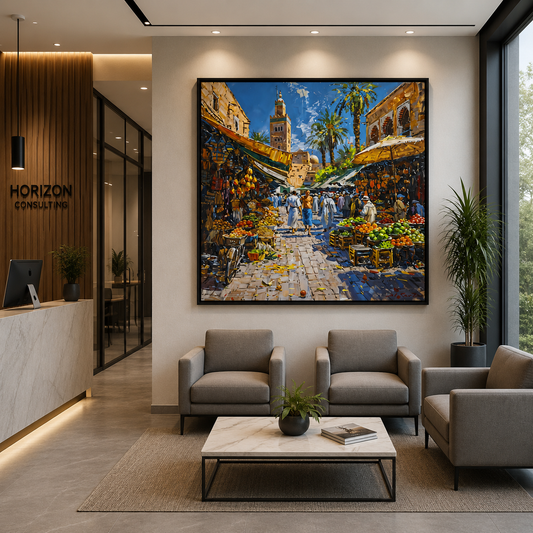 Moroccan Market Street Canvas Wall Art Painting