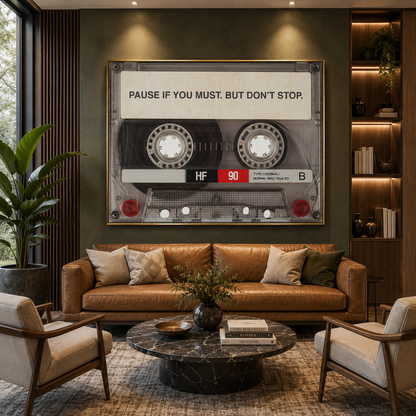 Pause If You Must But Don’t Stop Vintage Cassette Wall Art Print