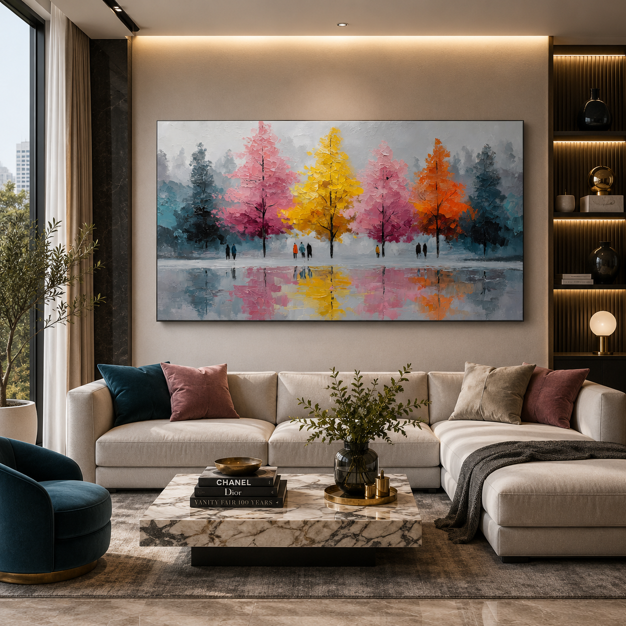 Colorful Autumn Trees Landscape Canvas Wall Art Painting