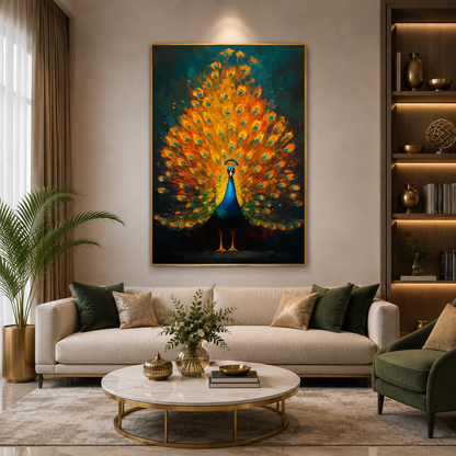 Premium Peacock Wall Art for Living Room Accent