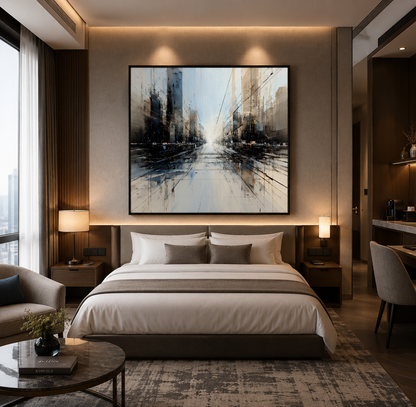 Urban Horizon Abstract Wall Art – Modern Cityscape Luxury Canvas