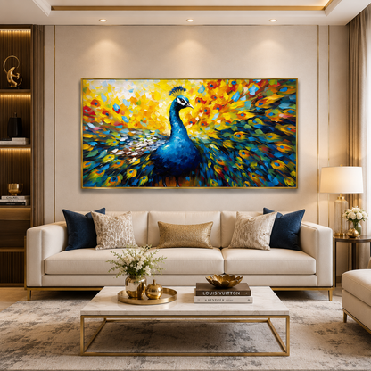 Peacock Canvas Artwork for Sophisticated Interiors