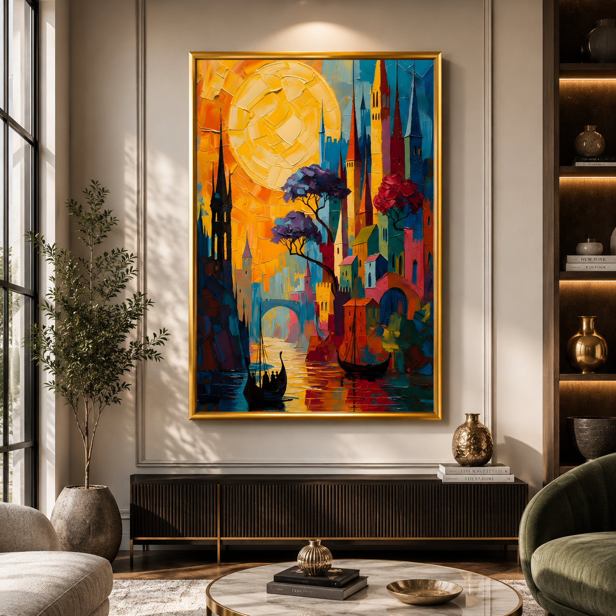 Colorful Fantasy Cityscape Canvas Wall Art Painting