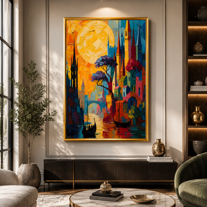 Colorful Fantasy Cityscape Canvas Wall Art Painting