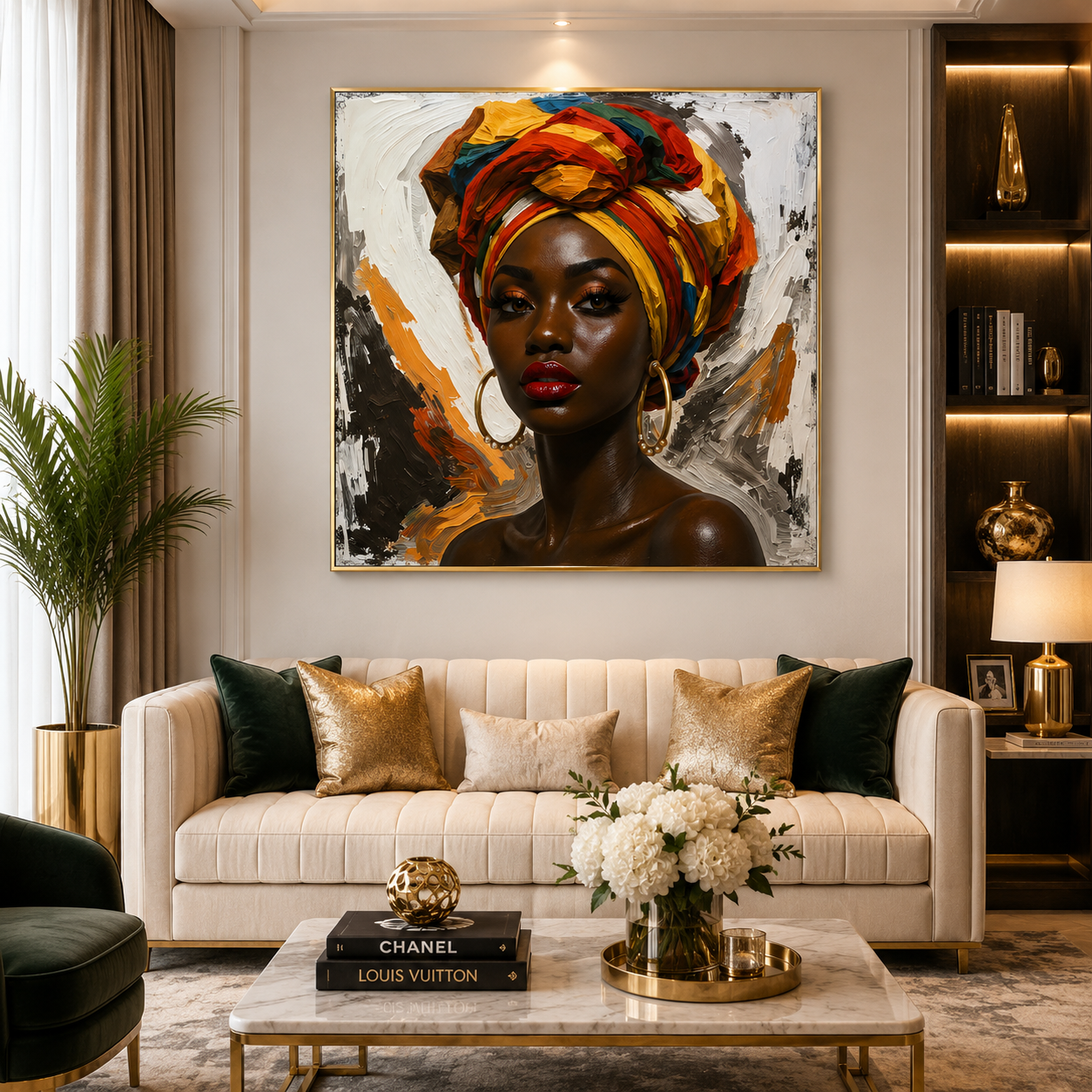African Queen Portrait Canvas Wall Art for Elegant Home Decor