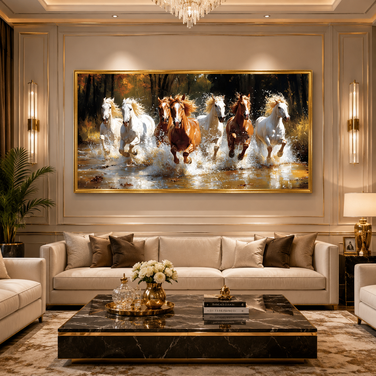 Seven Horse Canvas Wall Painting for Home Decoration