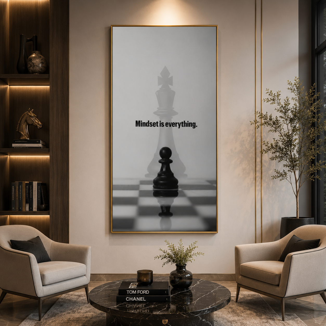 Mindset Is Everything Motivational Chess Wall Art Canvas Print