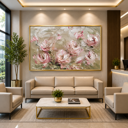 Soft Pink Floral Abstract Canvas Wall Art for Elegant Home Décor