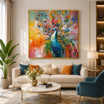 Luxury Peacock Vastu Canvas for Living Room Decor