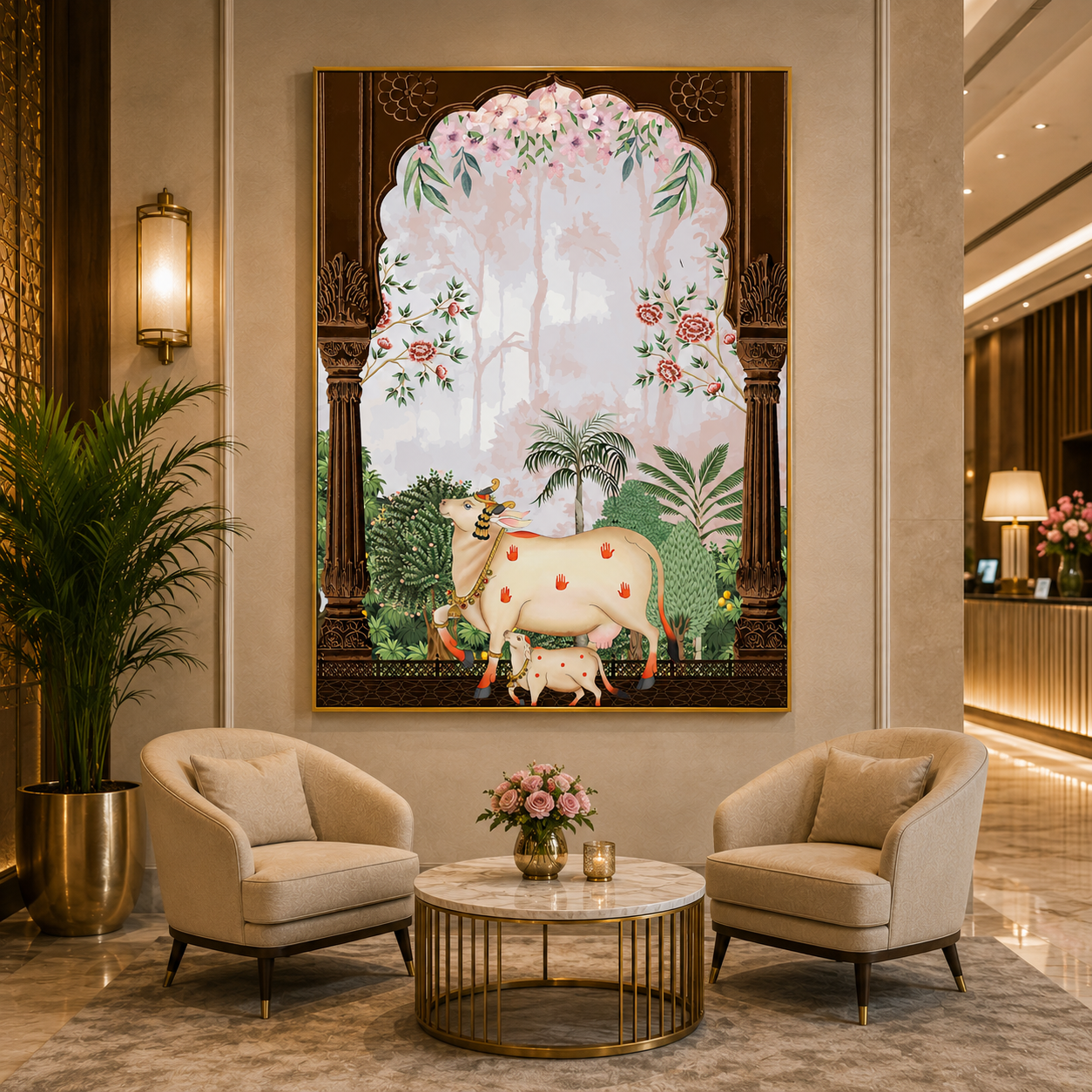 Sacred Cow Floral Arch Heritage Canvas Wall Art
