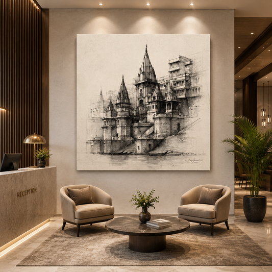 Banaras Ghats Elegant Wall Canvas Art for Luxury Home Decor