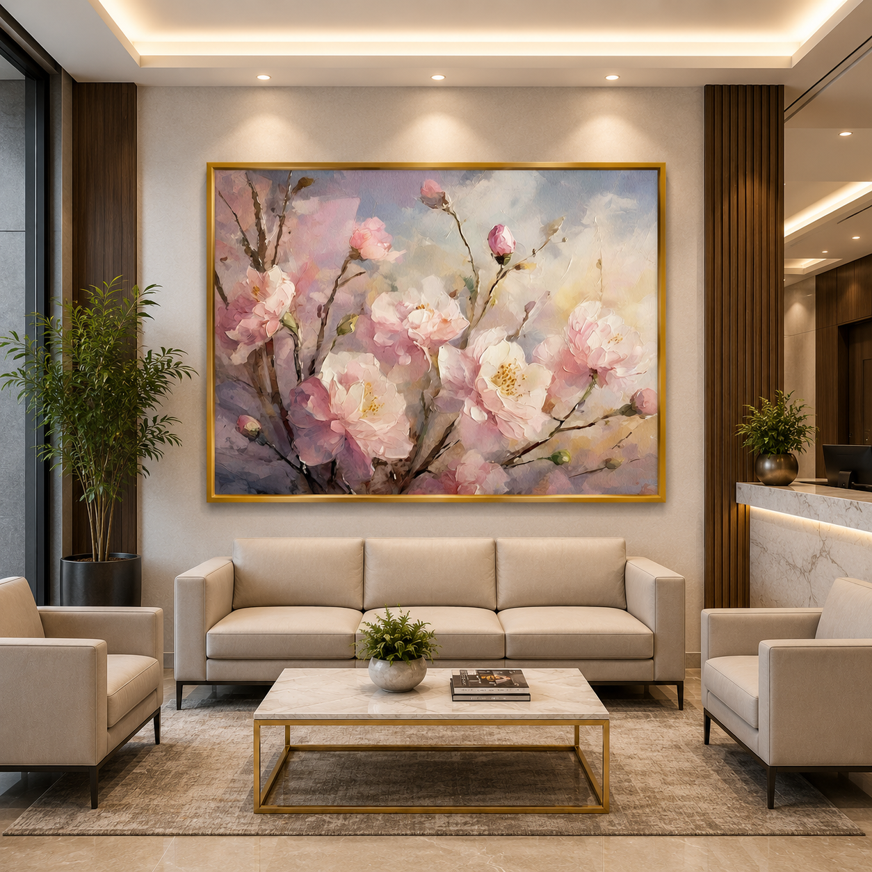 Soft Pink Blossom Canvas Wall Art for Elegant Contemporary Décor