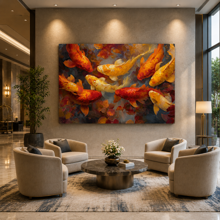 Feng Shui Koi Fish Canvas Art Painting